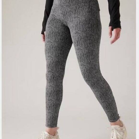 Athleta Delancey Skyline High Rise Legging Black Braiden Texture XL - Picture 2 of 6